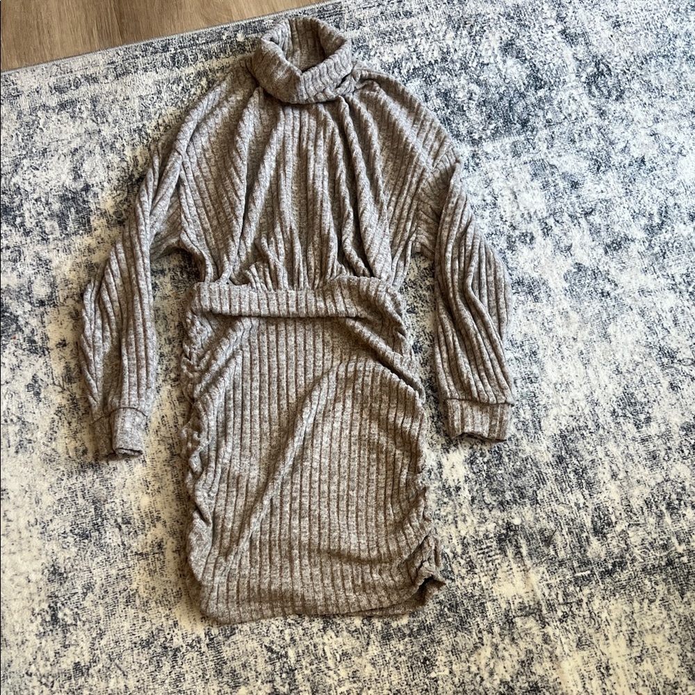 Cozy Ribbed Turtleneck Sweater Dress